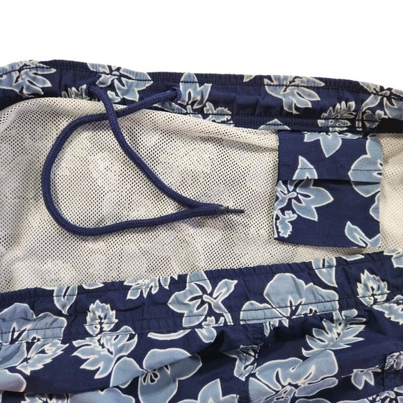 J.Crew Men's Tropical Board Shorts Large Blue Gray Hibiscus Flower Hawaiian - Picture 5 of 9